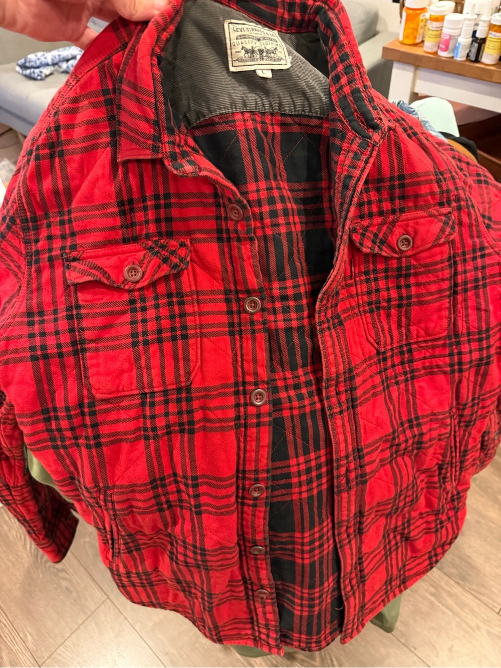 Levi's Red and Black Plaid Lightweight Shirt Jacket